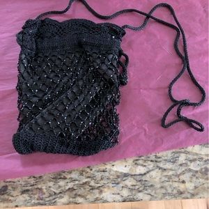 Sequined and beaded drawstring bag